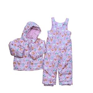 The Children’s Place Girls Woodland Animal Snowsuit Bis Snow Jacket Set - 4T